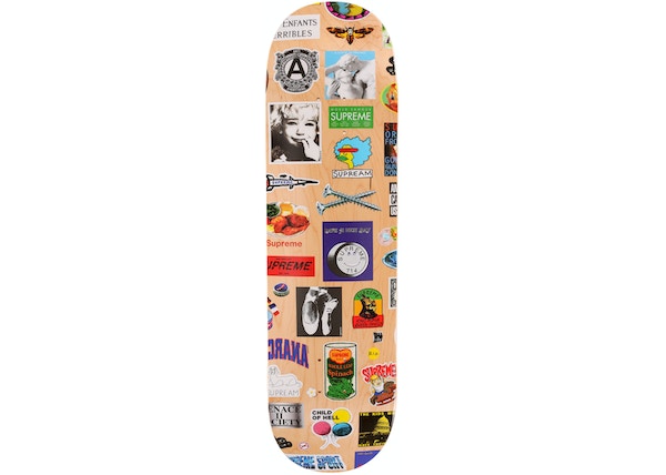 Supreme Stickers Skateboard Deck Tan
