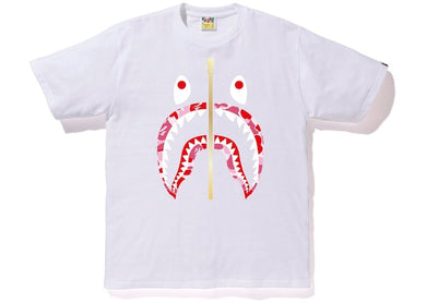 BAPE ABC Gold Zip Shark T-Shirt White/Pink