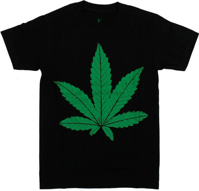 VLONE Cotton Green Weed Leaf T-Shirt Black