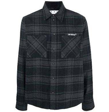 OFF-WHITE Outline ARR Flannel Shirt Grey/White