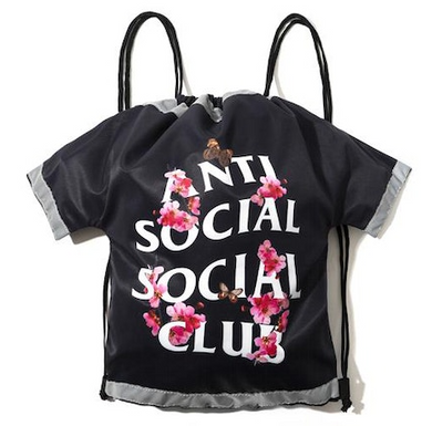 Anti Social Social Club Cute AF Drawstring Bag Black