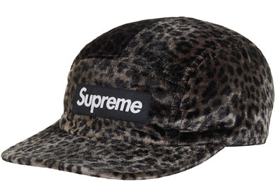 Supreme Leopard Velvet Camp Cap Black