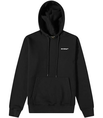OFF-WHITE Helvetica Logo Embroidered Hoodie Black
