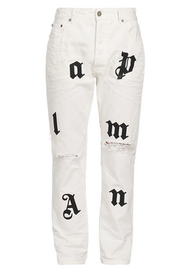 Palm Angels Logo Patches Jeans White