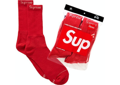Supreme Hanes Crew Socks (4 Pack) Red