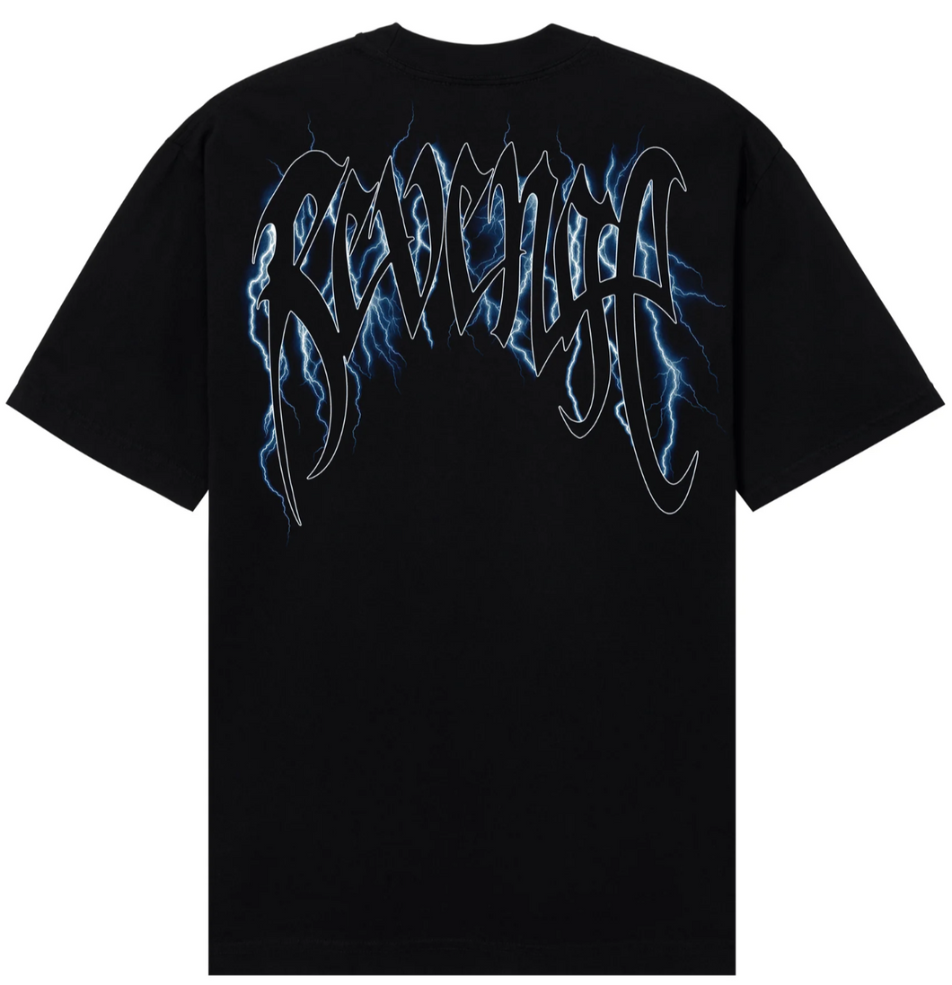Revenge Blue Lightning Arch Logo T-Shirt Black