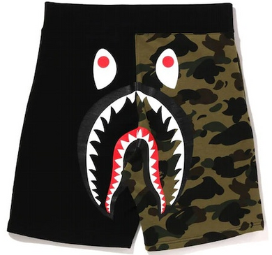BAPE 1st Camo Back Shark Sweat Shorts Black/Green